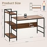 Dripex Holz Schreibtisch mit Ablage Computertisch, 120x60x111cm PC-Tisch Bürotisch Officetisch Stabile Konstruktion Tisch für Home Office (136cm Braun) - 3