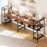 Dripex Holz Schreibtisch mit Ablage Computertisch, 120x60x111cm PC-Tisch Bürotisch Officetisch Stabile Konstruktion Tisch für Home Office (136cm Braun) - 4