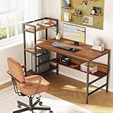 Dripex Holz Schreibtisch mit Ablage Computertisch, 120x60x111cm PC-Tisch Bürotisch Officetisch Stabile Konstruktion Tisch für Home Office (136cm Braun) - 7