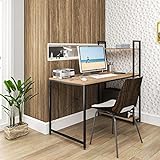 eSituro SCD0030 Schreibtisch Computertisch Bürotisch Arbeitstisch mit Ablage Holz Stahl Hell Eiche - 3