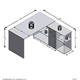 FMD Möbel 353-001 Schreibtisch-Winkelkombination Tisch ca. 136 x 75 x 68 cm, Regal ca. 137 x 71 x 33 cm - 3
