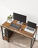 VASAGLE Schreibtisch, Computertisch im Industrie-Design, PC-Tisch, Bürotisch mit 2 Regalebenen rechts oder links, Arbeitstisch fürs Büro, Wohn zimmer, einfache Montage, Holzoptik, Vintage LWD47X - 8