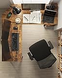 VASAGLE Schreibtisch, L-förmiger Computertisch, Eckschreibtisch mit 2 Ablagen, platzsparender Bürotisch im Industrie-Design, Gaming, einfacher Aufbau, Vintage, Holzoptik, dunkelbraun LWD72X - 5