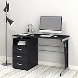 SixBros. Computerschreibtisch mit viel Stauraum, 3 Schubladen, Schreibtisch in schwarz, 120 x 58 cm S-352/2072 - 2