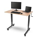 Stand Up Desk Store Höhenverstellbarer Schreibtisch (Rahmen anthrazit/Natürliche Walnuss, Schreibtisch Länge: 120cm)