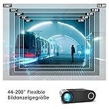 Mini Beamer ELEPHAS, Nativ 720P HD 4500 Lumen Projektor 200″ LED Projektor, für Film Unterhaltung Spiele, unterstützt HDMI VGA AV USB Micro SD, Schwarz. MEHRWEG - 3