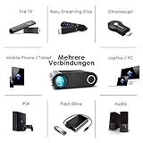 Mini Beamer ELEPHAS, Nativ 720P HD 4500 Lumen Projektor 200″ LED Projektor, für Film Unterhaltung Spiele, unterstützt HDMI VGA AV USB Micro SD, Schwarz. MEHRWEG - 5