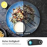 Mini Beamer ELEPHAS, Nativ 720P HD 4500 Lumen Projektor 200″ LED Projektor, für Film Unterhaltung Spiele, unterstützt HDMI VGA AV USB Micro SD, Schwarz. MEHRWEG - 4