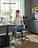 SONGMICS Gamingstuhl, Bürostuhl mit Wippfunktion, Racing Chair, ergonomisch, S-förmige Rückenlehne, gut für die Lendenwirbelsäule, bis 150 kg belastbar, Kunstleder, schwarz OBG38BK - 2