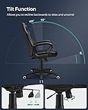 SONGMICS Gamingstuhl, Bürostuhl mit Wippfunktion, Racing Chair, ergonomisch, S-förmige Rückenlehne, gut für die Lendenwirbelsäule, bis 150 kg belastbar, Kunstleder, schwarz OBG38BK - 4