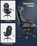 SONGMICS Gamingstuhl, Bürostuhl mit Fußstütze, Schreibtischstuhl, ergonomisches Design, verstellbare Kopfstütze, Lendenstütze, bis zu 150 kg belastbar, Schwarz-Grau, OBG77BG - 5