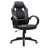 SONGMICS Racing Stuhl Bürostuhl Gaming Stuhl Chefsessel Drehstuhl PU schwarz OBG56B