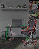Robas Lund OH/FD01/NR DX Racer 1 Gaming-/ Büro-/ Schreibtischstuhl, mit Wippfunktion Gamer Stuhl Höhenverstellbarer Drehstuhl PC Stuhl Ergonomischer Chefsessel, schwarz-rot - 4