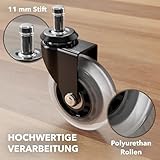 XeloTech 5er Set Hartboden-Rollen für Bürostuhl – 11mm x 22 mm – Sehr leise Bürostuhlrollen – Nie Wieder Bodenschutzmatte – Keine Kratzer im Boden mit diesen Premium Rollen - 2