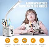 VAZILLIO LED Schreibtischlampe Dimmbar Stifthalter Nachttischlampe mit Schwanenhals, Tischleuchte mit Touchfeld/LCD Display, Augenschutz Leselampe für Farblicht und 3 Helligkeitsstufen, USB-Anschluss - 3