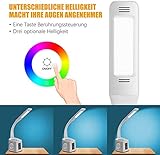 VAZILLIO LED Schreibtischlampe Dimmbar Stifthalter Nachttischlampe mit Schwanenhals, Tischleuchte mit Touchfeld/LCD Display, Augenschutz Leselampe für Farblicht und 3 Helligkeitsstufen, USB-Anschluss - 2