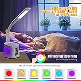 VAZILLIO LED Schreibtischlampe Dimmbar Stifthalter Nachttischlampe mit Schwanenhals, Tischleuchte mit Touchfeld/LCD Display, Augenschutz Leselampe für Farblicht und 3 Helligkeitsstufen, USB-Anschluss - 4