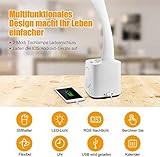 VAZILLIO LED Schreibtischlampe Dimmbar Stifthalter Nachttischlampe mit Schwanenhals, Tischleuchte mit Touchfeld/LCD Display, Augenschutz Leselampe für Farblicht und 3 Helligkeitsstufen, USB-Anschluss - 5