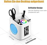 VAZILLIO LED Schreibtischlampe Dimmbar Stifthalter Nachttischlampe mit Schwanenhals, Tischleuchte mit Touchfeld/LCD Display, Augenschutz Leselampe für Farblicht und 3 Helligkeitsstufen, USB-Anschluss - 8