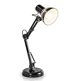 B.K.Licht Retro Leselampe mit Gelenk-Arm aus Metall | LED Halogen E14 | Schreibtischlampe Arbeitsplatzlampe Schreibtischleuchte | 230V | IP20