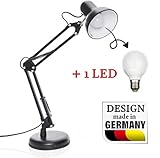 Retro Arbeitsplatzlampe Leselampe Schreibtischlampe Arbeitsplatz-leuchte Schreibtisch-Leuchte mit Gelenk-Arm aus Metall inkl. LED Glühbirne - 5