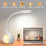 WILIT T3 5W Dimmbare Kinder Schreibtischlampe 34 LED Nachttischlampe Schwanenhals mit Touchfeld, Tischleuchte mit 256 Farblicht und 3 Helligkeitsstufen für Lesen, Arbeiten, Studieren, Weiß - 4