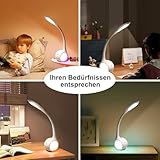 WILIT T3 5W Dimmbare Kinder Schreibtischlampe 34 LED Nachttischlampe Schwanenhals mit Touchfeld, Tischleuchte mit 256 Farblicht und 3 Helligkeitsstufen für Lesen, Arbeiten, Studieren, Weiß - 6