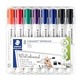 Staedtler Lumocolor 351 B WP8X Whiteboard-Marker (Keilspitze ca. 2 oder 5 mm Linienbreite, Set mit 8 Markern, hohe Qualität, trocken und rückstandsfrei abwischbar von Whiteboards)