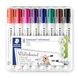 Staedtler Lumocolor 351 WP8 Whiteboard-Marker (Rundspitze ca. 2 mm Linienbreite, Set mit 8 Farben, hohe Qualität, trocken und rückstandsfrei abwischbar von Whiteboards