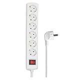 Hama 6-fach Steckdosenleiste mit Schalter (Mehrfachsteckdose mit Save-Energy-Schalter zum Stromsparen, 45 Grad gedrehte Steckplätze, 1,4m Kabel, Steckerleiste GS geprüft) weiß