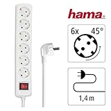 Hama 6-fach Steckdosenleiste mit Schalter (Mehrfachsteckdose mit Save-Energy-Schalter zum Stromsparen, 45 Grad gedrehte Steckplätze, 1,4m Kabel, Steckerleiste GS geprüft) weiß - 3