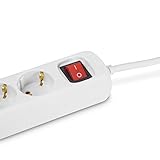 Hama 6-fach Steckdosenleiste mit Schalter (Mehrfachsteckdose mit Save-Energy-Schalter zum Stromsparen, 45 Grad gedrehte Steckplätze, 1,4m Kabel, Steckerleiste GS geprüft) weiß - 2