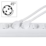 Hama 6-fach Steckdosenleiste mit Schalter (Mehrfachsteckdose mit Save-Energy-Schalter zum Stromsparen, 45 Grad gedrehte Steckplätze, 1,4m Kabel, Steckerleiste GS geprüft) weiß - 5