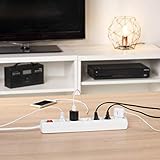 Hama 6-fach Steckdosenleiste mit Schalter (Mehrfachsteckdose mit Save-Energy-Schalter zum Stromsparen, 45 Grad gedrehte Steckplätze, 1,4m Kabel, Steckerleiste GS geprüft) weiß - 6