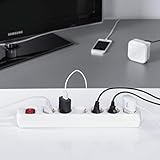 Hama 6-fach Steckdosenleiste mit Schalter (Mehrfachsteckdose mit Save-Energy-Schalter zum Stromsparen, 45 Grad gedrehte Steckplätze, 1,4m Kabel, Steckerleiste GS geprüft) weiß - 6