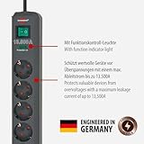 Brennenstuhl Eco-Line, Steckdosenleiste 6-fach mit Überspannungsschutz (Steckerleiste mit Kindersicherung, Schalter und 1,5m Kabel) anthrazit - 2