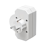 Hama 3-fach Steckdosenadapter mit Schalter zum Stromsparen (Multistecker 2x Eurosteckdose & 1x Schutzkontakt Mehrfachsteckdose, Adapterstecker, Doppelstecker) weiß - 4