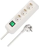 Brennenstuhl Eco-Line 3-fach Steckdosenleiste (Steckerleiste mit Kindersicherung, Schalter und 1,5 m Kabel) weiß