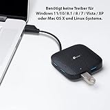 TP-Link UH400 4-Port-USB-3.0-Hub (bis zu 5 Gbit/s, 4 Steckplätze, Plug & Play, Hot Swapping, unterstützt Windows 10/8.1/8/7/Vista/XP, MacOS X und Linux) schwarz - 2