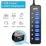 atolla USB Hub Aktiv 3.0 mit Netzteil, 7 Ports USB 3.0 Hub aktiver Datenhub mit Schalter und 1 Intelligenter Charging Port und 20W(5V/4A) Netzteil Adapter - 2