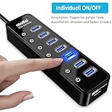 atolla USB Hub Aktiv 3.0 mit Netzteil, 7 Ports USB 3.0 Hub aktiver Datenhub mit Schalter und 1 Intelligenter Charging Port und 20W(5V/4A) Netzteil Adapter - 4