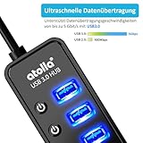 atolla USB Hub Aktiv 3.0 mit Netzteil, 7 Ports USB 3.0 Hub aktiver Datenhub mit Schalter und 1 Intelligenter Charging Port und 20W(5V/4A) Netzteil Adapter - 9