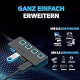 Sabrent 4-Port USB 3.0 Hub mit einzelnen Power Schalter und LEDs (HB-UM43) - 3