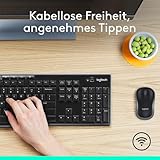 Logitech MK270 Kabelloses Tastatur-Maus-Set, 2.4 GHz Wireless Verbindung via Nano USB-Empfänger, Lange Akkulaufzeit, Für Windows und ChromeOS, Deutsches QWERTZ-Layout – schwarz - 2