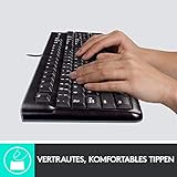 Logitech K120 Kabelgebundene Business Tastatur für Windows und Linux, USB-Anschluss, Leises Tippen, Robust, Spritzwassergeschützt, Tastaturaufsteller, Deutsches QWERTZ-Layout-schwarz - 2