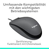 Logitech M100 Maus mit Kabel, 1000 DPI Optischer Sensor, USB-Anschluss, 3 Tasten, Für Links- und Rechtshänder, PC/Mac – grau, Englische Verpackung - 5