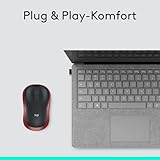 Logitech M185 Kabellose Maus, 2.4 GHz Verbindung via Nano-USB-Empfänger, 1000 DPI Optischer Sensor, 12-Monate Akkulaufzeit, Für Links- und Rechtshänder, PC/Mac – rot - 8