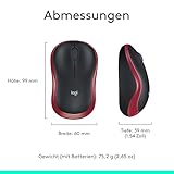 Logitech M185 Kabellose Maus, 2.4 GHz Verbindung via Nano-USB-Empfänger, 1000 DPI Optischer Sensor, 12-Monate Akkulaufzeit, Für Links- und Rechtshänder, PC/Mac – rot - 9