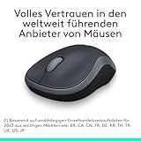 Logitech M185 Kabellose Maus, 2.4 GHz Verbindung via Nano-USB-Empfänger, 1000 DPI Optischer Sensor, 12-Monate Akkulaufzeit, Für Links- und Rechtshänder, PC/Mac – grau, Englische Verpackung - 2