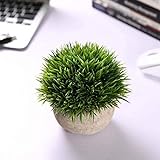 T4U Künstliche Grün Gras Bonsai Kunstpflanze mit grauen Topf, für Hochzeit/Büro/Zuhause Dekoration - 3er Set - 5